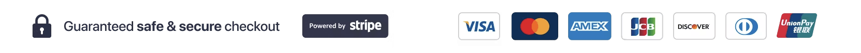 Güvenli ve korumalı ödeme · Powered by Stripe · VISA, Mastercard, AMEX